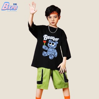 Bxpb- เสื้อยืดแขนสั้น คอกลม ผ้าฝ้าย พิมพ์ลาย ทรงหลวม คุณภาพสูง สไตล์เกาหลี ไซซ์ 110-170