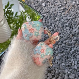 เคสหูฟัง ลายดอกไม้ พร้อมพวงกุญแจ สําหรับ Airpods gen 1 2 pro 3 pro 2