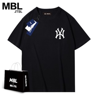 Trendy Mbl classic small logo logo print cotton short-sleeved T-shirt loose casual versatile mens and womens tops_1