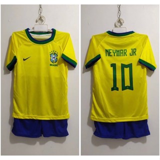 Young_07 ชุดฟุตบอลบราซิล ทีมฟุตบอล World Cup Neymar JR Neymar Brazil สําหรับเด็ก 2022