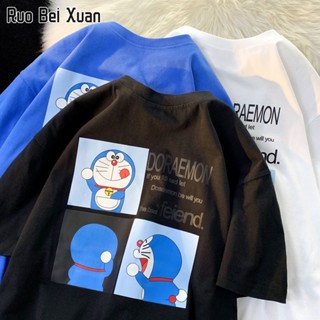 RUO BEI XAUN เสื้อยืดสตรีแฟชั่นสไตล์เกาหลีใหม่พิมพ์ลายแขนสั้น