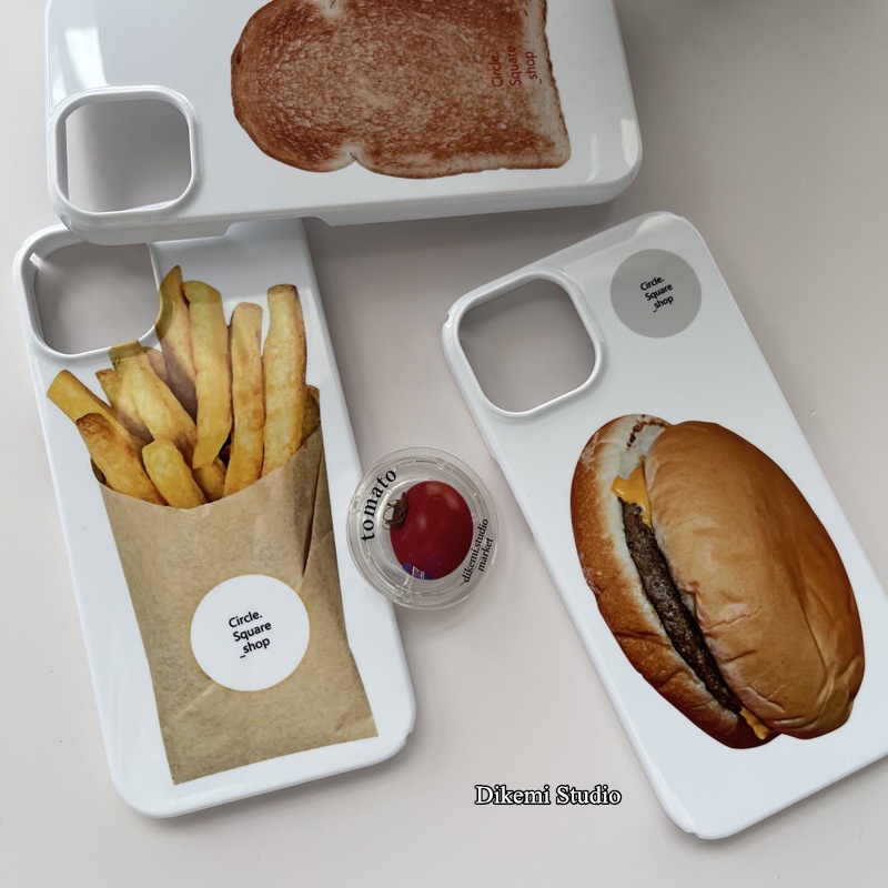 เกาหลี Ins ตลก Fries เบอร์เกอร์ toast ฟิล์มสําหรับ Iphone 16/15pro/14promax/13/12/11/xsmax/xr PC Hard Case