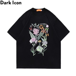 Dark Icon Floral Print Mens Tshirt Cotton Summer Round Neck T-shirts Men Male Top_04