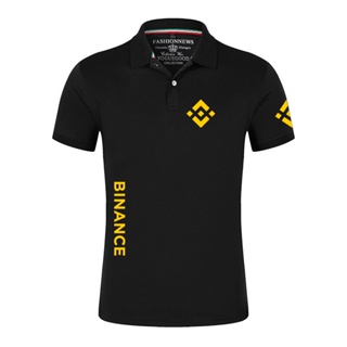 เสื้อยืดโปโล แขนสั้น ผ้าฝ้าย พิมพ์ลาย Binance Crypto 2022 สวมใส่สบาย สําหรับผู้ชาย