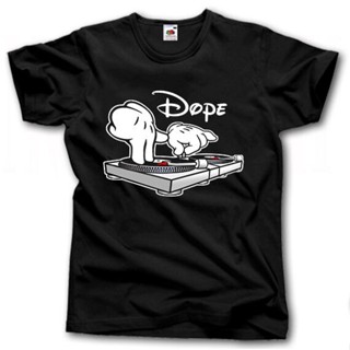 Yuanl5 {พร้อมส่ง เสื้อยืดแขนสั้นลําลอง ผ้าฝ้าย 100% พิมพ์ลาย Dope Dj Music Rap Techno Trancerecord Player พลัสไซซ์ ไซซ์