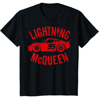 เสื้อยืด พิมพ์ลายกราฟิก Disney Pixar Cars Lightning McQueen สไตล์วินเทจ สําหรับเด็ก_02