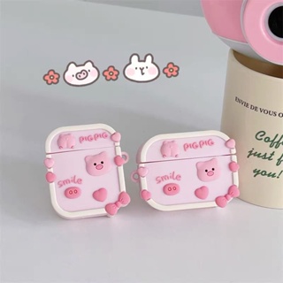 เคสซิลิโคน แบบนิ่ม ลายหมูสีชมพู สําหรับ airpods gen 1 2 pro 3