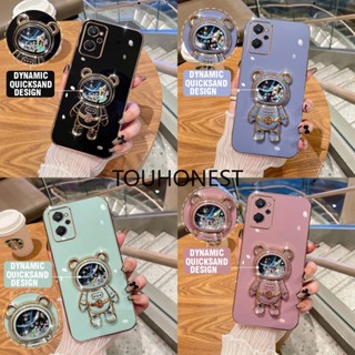 เคส Oppo Realme 9 Pro Plus เคส Oppo Realme 9i เคส Oppo Realme V3 Realme V5 Case Oppo Realme V11 Case Oppo Realme V15 Case Oppo Realme V20 Case Oppo Realme V25 Case Oppo Realme Q2 Glitter Liquid Quicksand Astronaut Bracket Soft Phone Case โทรศัพท์มือถือ