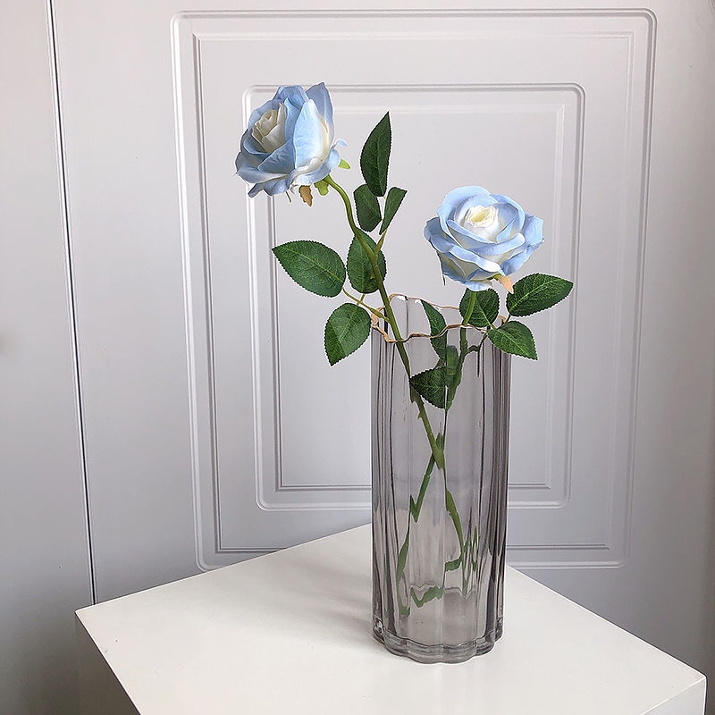 ดอกกุหลาบประดิษฐ์ แบบกิ่งยาว สีฟ้าน้ําแข็ง สําหรับตกแต่งงานแต่งงาน งานแสดงความรัก เจ้าสาว ในร่ม 1 ชิ้น - รูปที่ 4