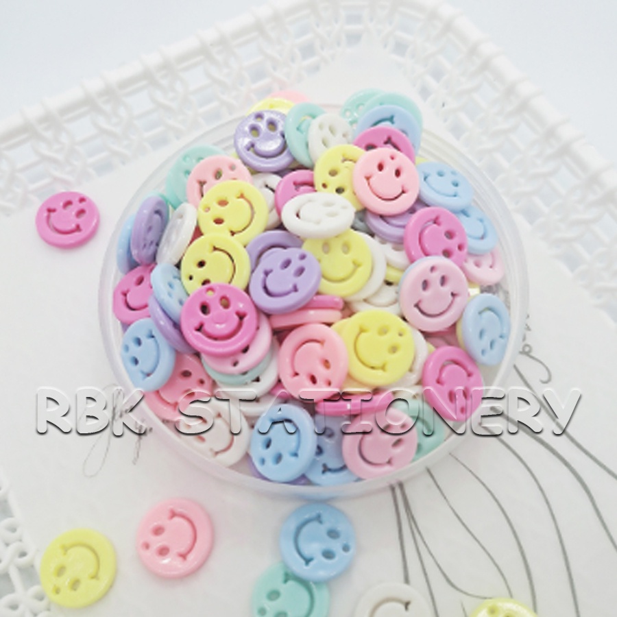จี้หน้ายิ้ม จี้รอยยิ้ม จี้ห้อยคอ สีพาสเทล 25 ชิ้น/ห่อ ลูกปัด อุปกรณ์พวงกุญแจ อุปกรณ์ DIY