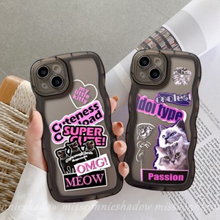 เคสโทรศัพท์มือถือแบบนิ่ม ลายสติกเกอร์ฉลาก แมวสุดเท่ สําหรับ OPPO A95 A57 A15 A16 A17 A3s A17K A54 A74 A16s A12 A16K A55 A96 A5 A9 A76 A52 Reno 8 7 6 8Z 7Z A77 A77s A1k A53 A5s A7 เคสขอบ