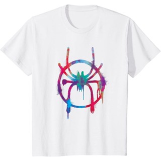 เสื้อยืด พิมพ์ลาย Marvel Spider-Man Into the Spider-Verse Rainbow Icon สําหรับเด็ก_04