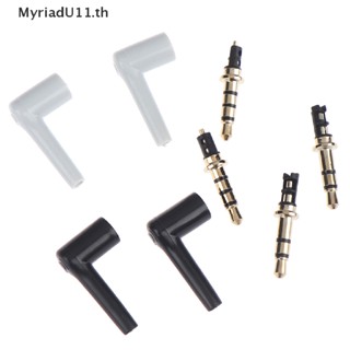 Myriadu แจ็คหูฟังสเตอริโอ 90 องศา 3.5 มม. 3 4 เสา 3.5 ชุบทอง 2 ชิ้น ต่อล็อต