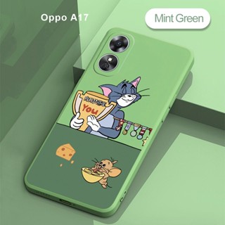 เคส OPPO A17 A17K A57 A77 2022 4G 5G A77S A76 A36 เคสซิลิโคนนิ่ม ทรงสี่เหลี่ยม กันกระแทก ป้องกันกล้อง ลายการ์ตูน Tom and Jerry Cat Mouse