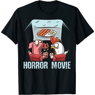 Custom Personality Vintage Style Manga Tops Slim Fit Pig Chicken In Horror Movie Breakfast Funny Gift T Shirt_02