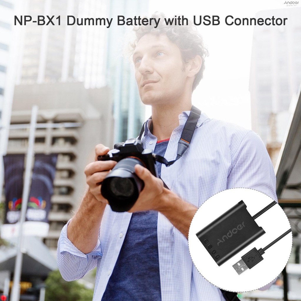Andoer NP-BX1 Dummy Battery DK-X1 with USB Connector Cable USB to NPBX1 Dummy Battery Coupler Accessory Replacement for  DSC-RX1/RX1R/RX100 II III IV V VI VII/M7 M6 M5/WX500 WX
