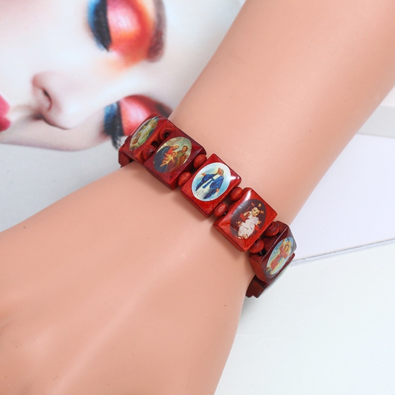 San* สร้อยข้อมือแฟชั่น ยืดได้ ลายไม้กางเขนพระเยซู พระเยซู พระเยซู พระเยซู พระแม่แมรี่ ศาสนา 3 สี สําหรับทุกเพศ