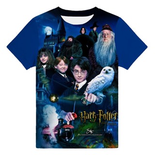 เสื้อยืด พิมพ์ลาย Hogwarts School Harry Potter 3 มิติ ตลก แฟชั่นฤดูร้อน สําหรับเด็กผู้ชาย