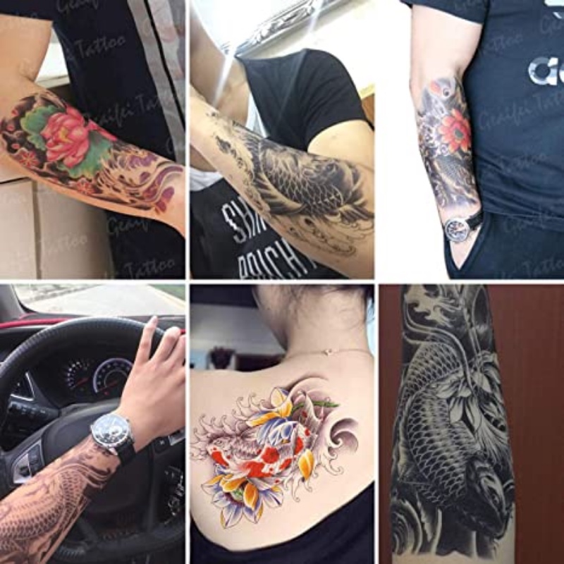 สติกเกอร์รอยสักชั่วคราว ลายคลื่น ปลาคาร์พ กันน้ํา สําหรับผู้ชาย และผู้หญิง - รูปที่ 4