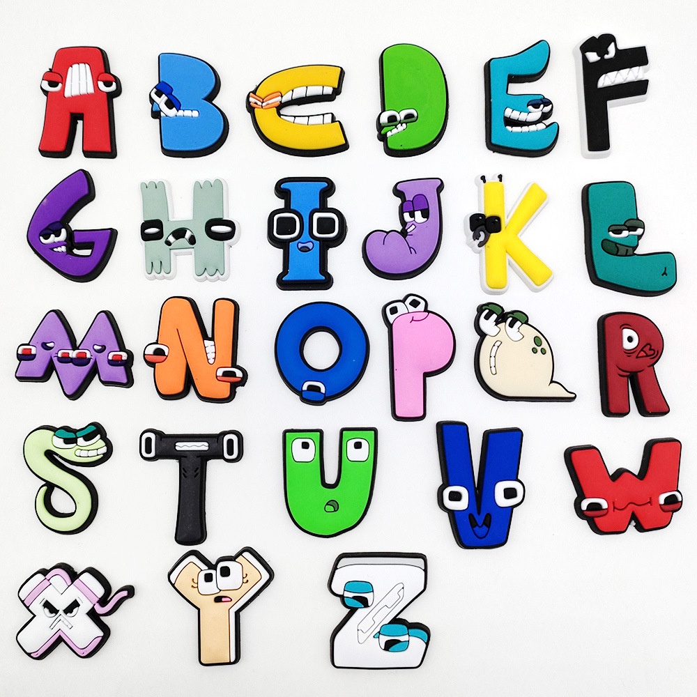 สําหรับ Crocs Jibbitz Pins น่ารัก 26 ตัวอักษร AZ หมายเลข 0-9 DIY รองเท้าปุ่ม Charm