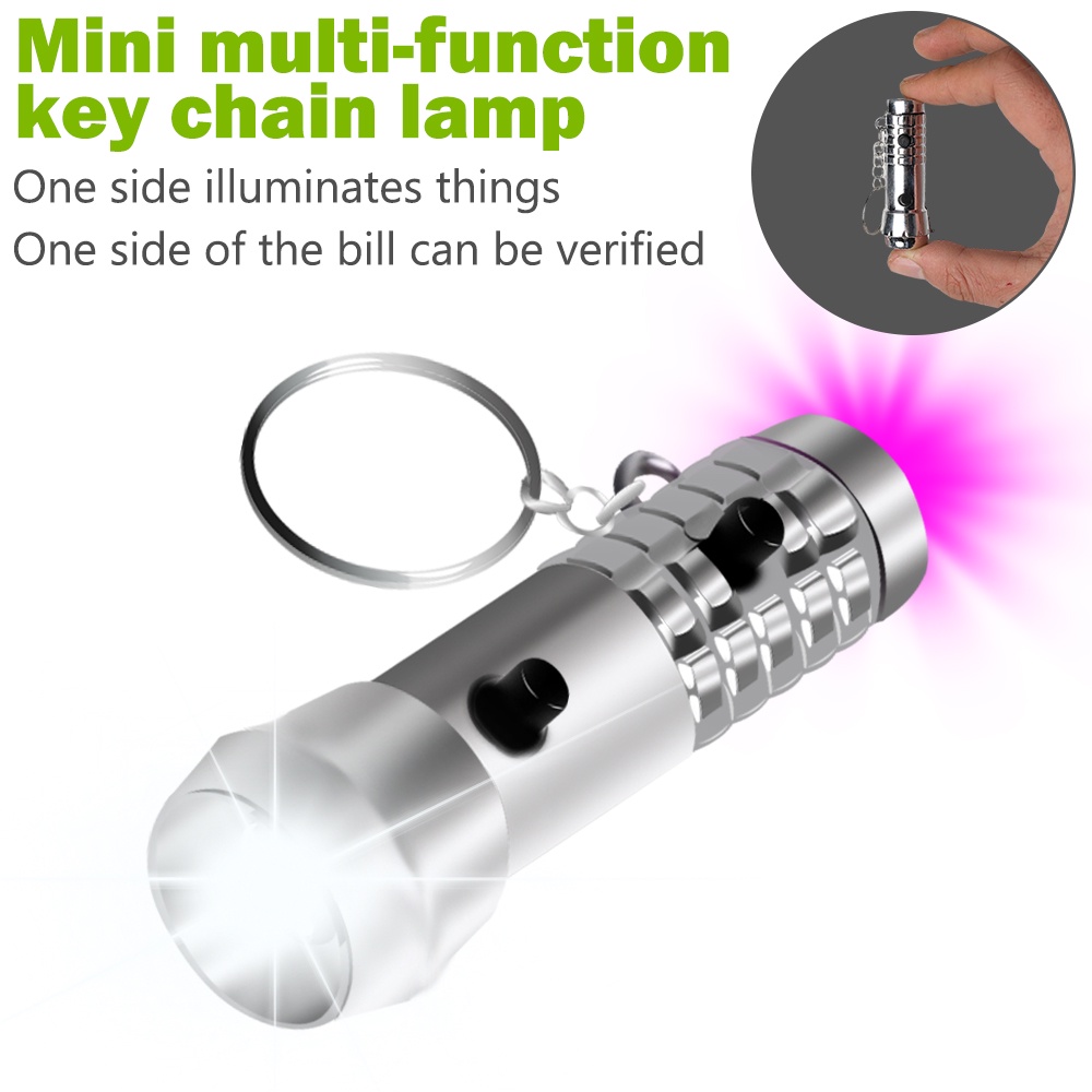 พวงกุญแจโคมไฟ LED UV ไฟฉายฉุกเฉิน ไฟฉายมือถือ คุณภาพสูง ขนาดเล็ก กันน้ํา สําหรับตั้งแคมป์กลางแจ้ง