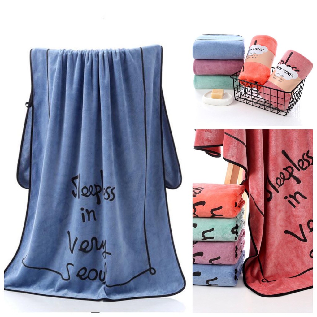 ผ้าเช็ดตัว ผ้าขนหนู ผืนใหญ่ 70x140 ซม. ขนเป็ด นาโน สีพื้น เกรด A พรีเมี่ยม