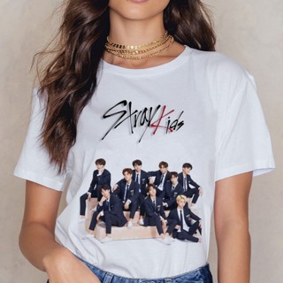 เสื้อยืดลําลอง แขนสั้น พิมพ์ลาย Stray Kids สีขาว สไตล์ฮาราจูกุ สําหรับคู่รัก 2022_09