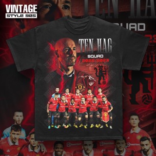 เสื้อยืดผ้าฝ้าย เสื้อ Manchester United 2022/2023 (ป้ายHiptrack มีสีดำให้เลือกสองสี เฟดกับไม่เฟด ตะเข็บเดี่ยวคอหนา)