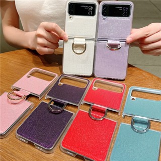 ใหม่ เคสโทรศัพท์มือถือ PC กันกระแทก พร้อมแหวนขาตั้ง สําหรับ Samsung Galaxy Z Flip 4 5G Z