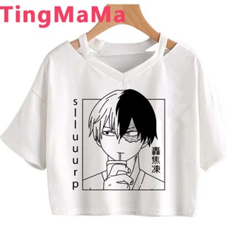 My Hero Academia Shoto Todoroki female white t shirt grunge tumblr japanese aesthetic t shirt clothes streetwear vi_04