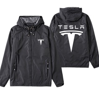 Tesla car shop custom work clothes MODEL S MODEL3 MODEL X MODEL Y Cybertruck outdoor driving windbreaker hooded rain jacket