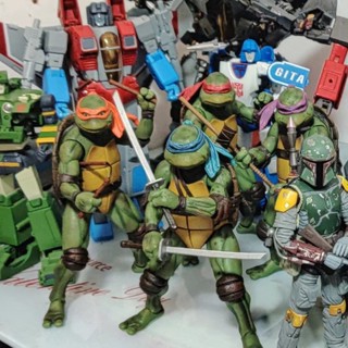 Neca TMNT ฟิกเกอร์ Pvc ขยับข้อต่อได้ รูปเต่านินจา 1990 Raphael Donatello 7 นิ้ว 4 ชิ้น ต่อชุด