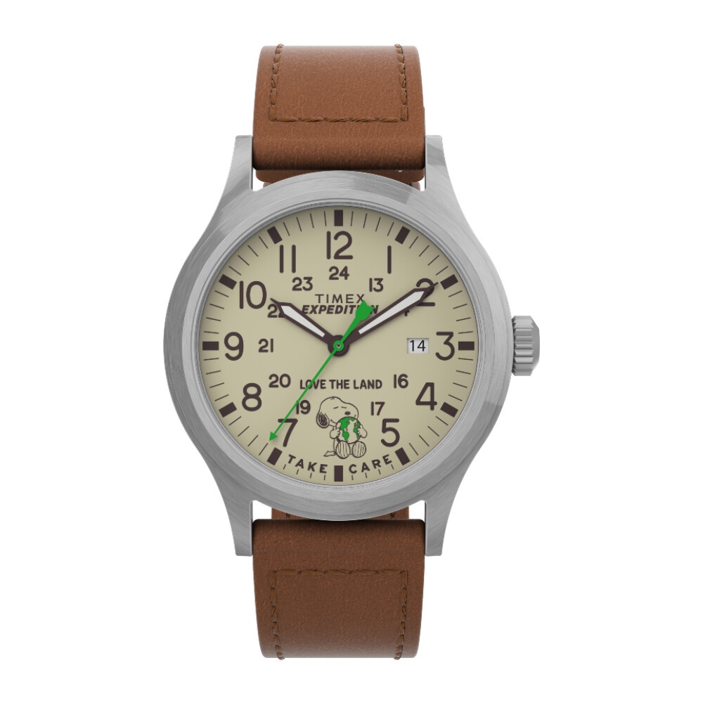 Timex TW4B25000 EXPEDITION SCOUT นาฬิกาข้อมือผู้ชาย สายหนัง สีน้ำตาล หน้าปัด 40 มม.