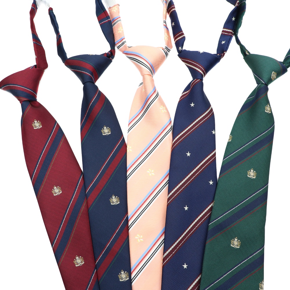 Zonfaz วิทยาลัยสไตล ์ Pre-tied Zipper Tie มาตรฐานคลาสสิกลายผ ้ าไหมเนคไทสีทึบนักเรียน Party อุปกรณ ์ เสริมคอ Tie