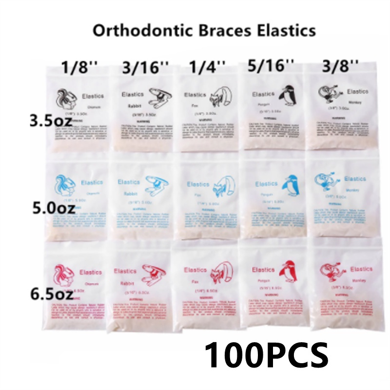 【dentalhome】Set 100 teeth rubber wires 3.5 oz and 5.0 oz & 6.5 oz 1/8 3/16 1/4 5/16 3
