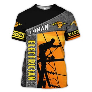 เสื้อยืดแขนสั้น พิมพ์ลายช่างไฟฟ้า 3D แฟชั่น JA05903D 2021