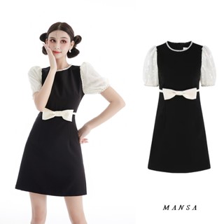 MANSA diamond bow dress ชุดโบว์เพชร เดรสผู้หญิง เดรส ชุดเดรสสั้น