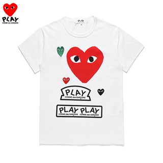 ใหม่ เสื้อยืดแขนสั้น ผ้าฝ้ายแท้ แบบนิ่ม พิมพ์ลาย COMME Des Garcons CDG Play สวมใส่สบาย แฟชั่นคู่รัก สําหรับผู้ชาย