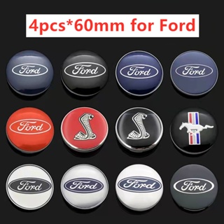 《จัดส่งรวดเร็ว》ฝาครอบดุมล้อรถยนต์ 4 ชิ้น และตราสัญลักษณ์ 60 มม. สําหรับ Ford ST Mustang SHELBY 030