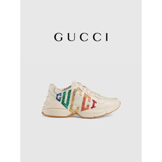 Gucci Gucci Rhyton Series รองเท้าหนัง ลายโลโก้ สําหรับผู้หญิง