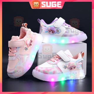 【Suge】รองเท้าผ้าใบลําลอง มีไฟ LED เรืองแสง ระบายอากาศ กันลื่น สําหรับเด็กผู้หญิง เหมาะกับการวิ่ง เล่นกีฬา