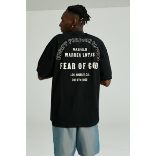 เสื้อยืดแขนสั้น ทรงหลวม ลาย FEAR OF GOD FOG สไตล์สตรีท แฟชั่นสําหรับผู้ชาย