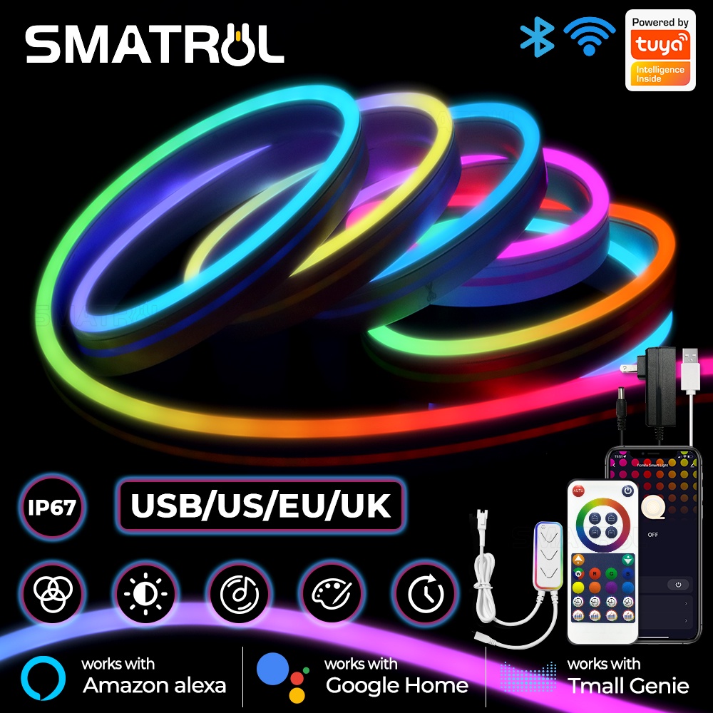 Smatrul Tuya สมาร์ท Wifi ไฟ Led ห้องแสง Strip RGB IC 15 M/10 M/5 M/3 M กันน้ํา IP67 5M 24 Key สาย USB รีโมทคอนโทรล Alexa Google Home Voice APP