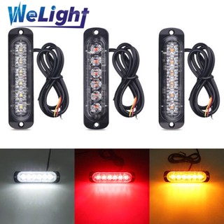 ไฟกระพริบ Led 6 ดวง 12-24V สว่างมาก บางพิเศษ สําหรับติดรถมอเตอร์ไซค์ รถบรรทุก (1 ชิ้น)