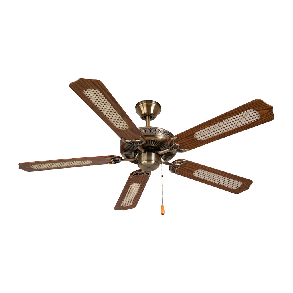 พัดลมเพดานพลายวู้ด WIN FAVOUR รุ่น A04 ขนาด 52 นิ้ว สีทองรมดำ - น้ำตาล