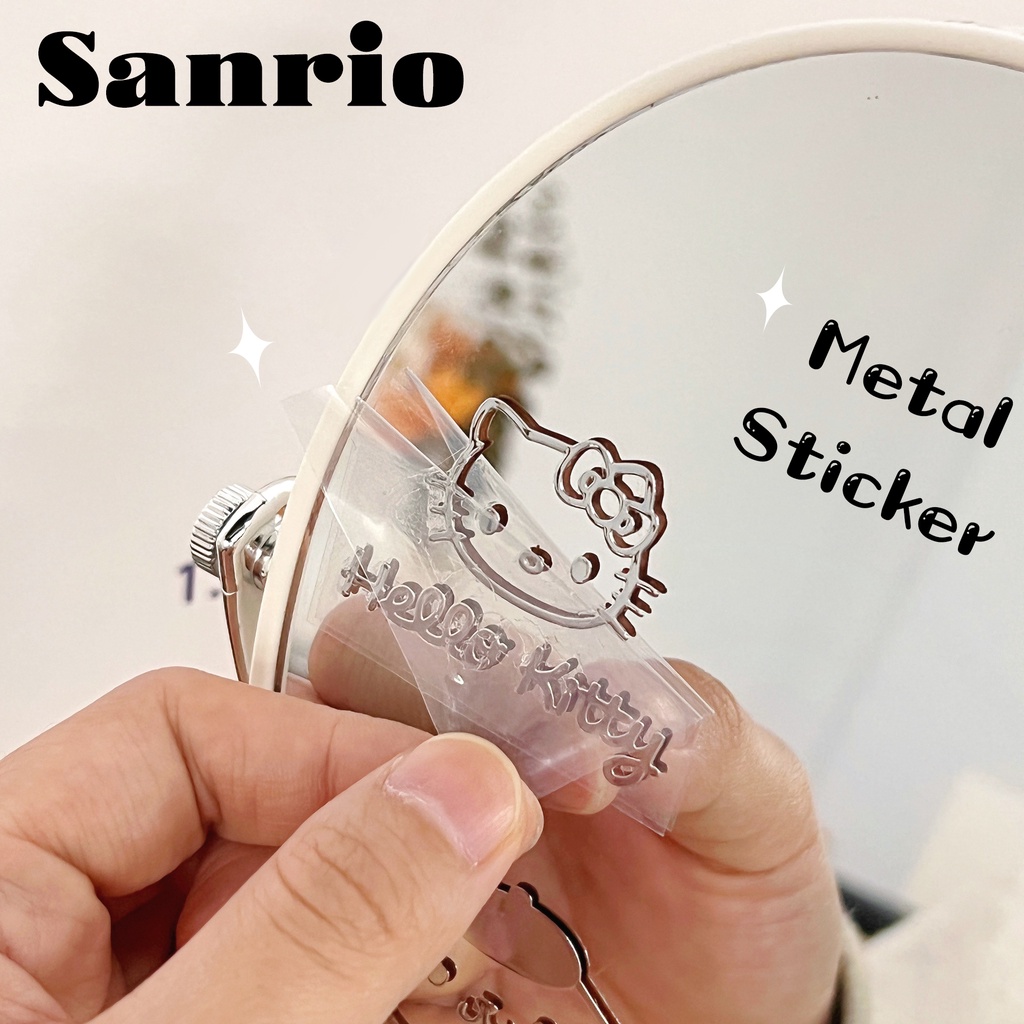 SANRIO สติกเกอร์โลหะ ลาย MyMelody Hello Kitty Kuromi Cinnamoroll กันน้ํา สีเงิน สําหรับตกแต่งโทรศัพท์มือถือ 1 ชิ้น