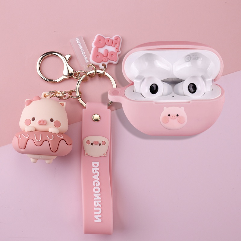 For Huawei FreeBuds 5i Cover Cartoon Piggy Keychain Silicone Soft Case Protective Cover Huawei FreeBuds 5i Shockproof Case Creative Astronaut Pendant Cartoon King of Thieves Luffy
