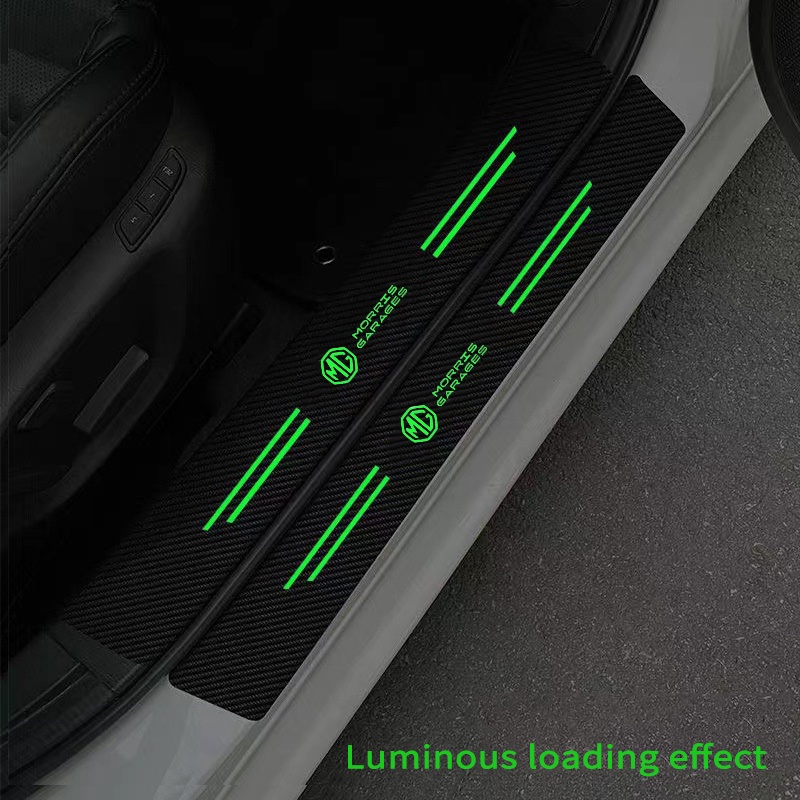 4 ชิ้น MG ธรณีประตูเรืองแสงสติ๊กเกอร์ กันน้ำ คุณภาพสูง ป้องกันรอยขีดข่วน สำหรับธรณีประตูรถยนต์ทุกรุ่