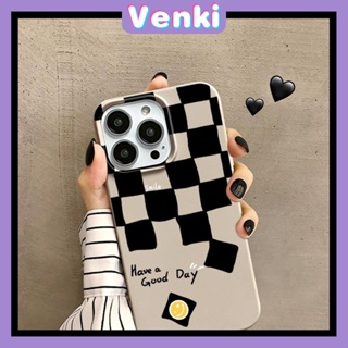 VENKI - เคสไอโฟน11 เคส iPhone Case Soft TPU Glossy สีกากี Candy Case Trendy Checkerboard ป้องกันกล้องกันกระแทกสำหรับ iPhone 14 13 12 11 Pro Max 7 8 Plus X XR