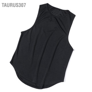 Taurus307 Men Tank Top Mesh Design เสื้อกั๊กแขนกุดสีดำสำหรับออกกำลังกายที่บ้าน